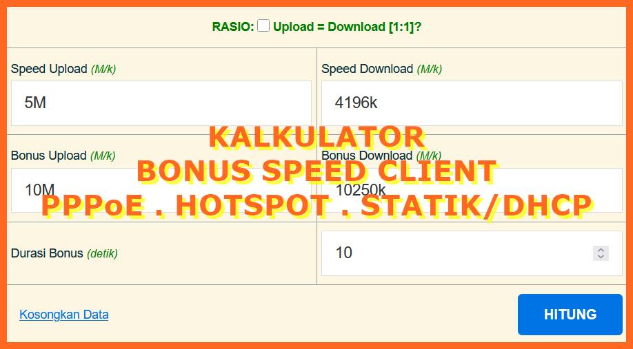 Kalkulator Bonus Speed Client RT-RW-NET